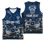 Personalized Geelong Cats Basketball Jersey Aboriginal Dot Painting Graffiti Style