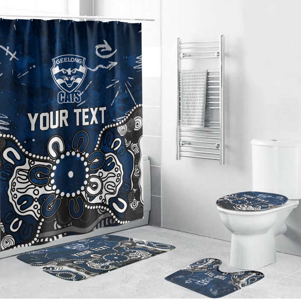 Personalized Geelong Cats Bathroom Set Aboriginal Dot Painting Graffiti Style