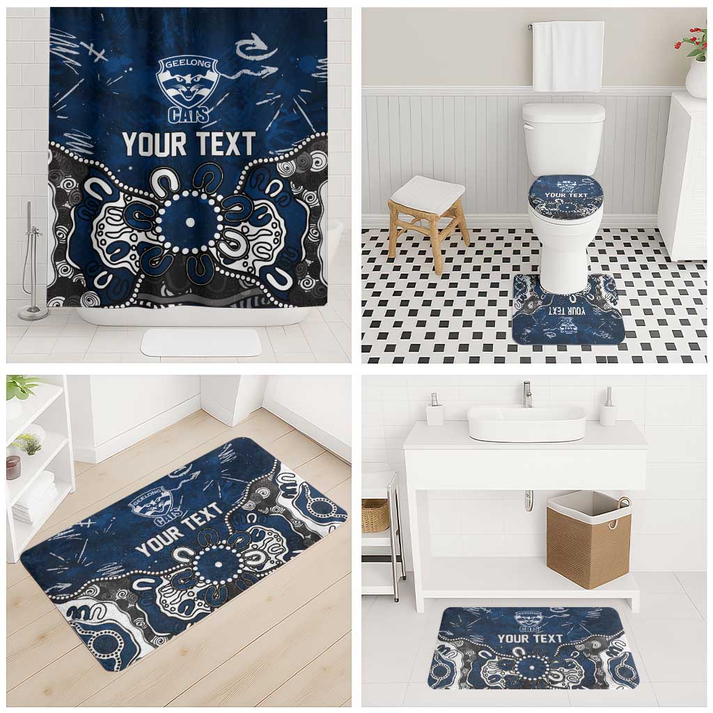 Personalized Geelong Cats Bathroom Set Aboriginal Dot Painting Graffiti Style