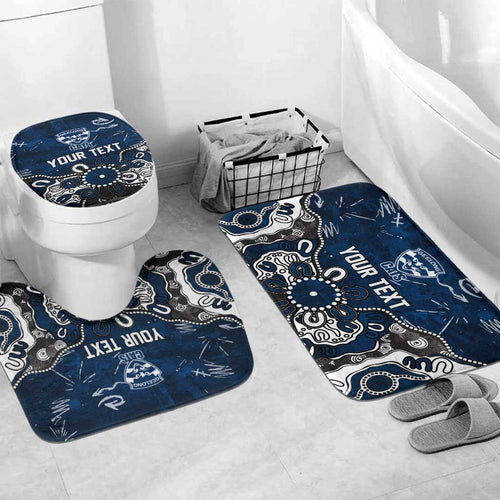 Personalized Geelong Cats Bathroom Set Aboriginal Dot Painting Graffiti Style