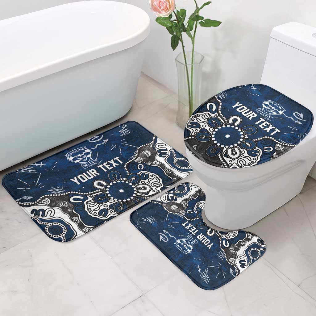 Personalized Geelong Cats Bathroom Set Aboriginal Dot Painting Graffiti Style
