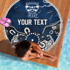 Personalized Geelong Cats Beach Blanket Aboriginal Dot Painting Graffiti Style