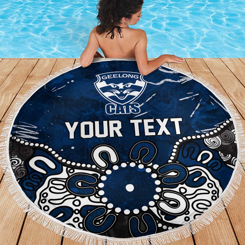 Personalized Geelong Cats Beach Blanket Aboriginal Dot Painting Graffiti Style