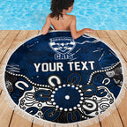 Personalized Geelong Cats Beach Blanket Aboriginal Dot Painting Graffiti Style