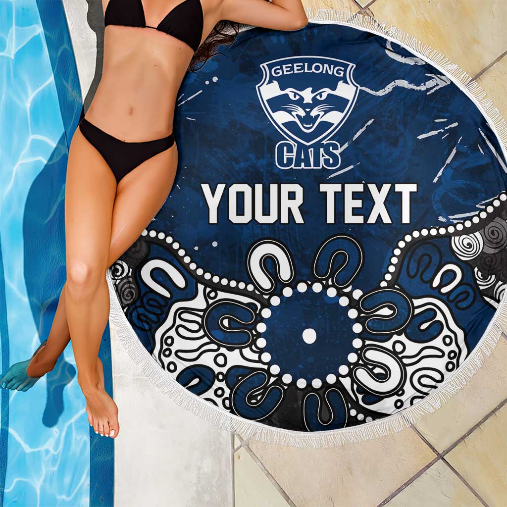 Personalized Geelong Cats Beach Blanket Aboriginal Dot Painting Graffiti Style