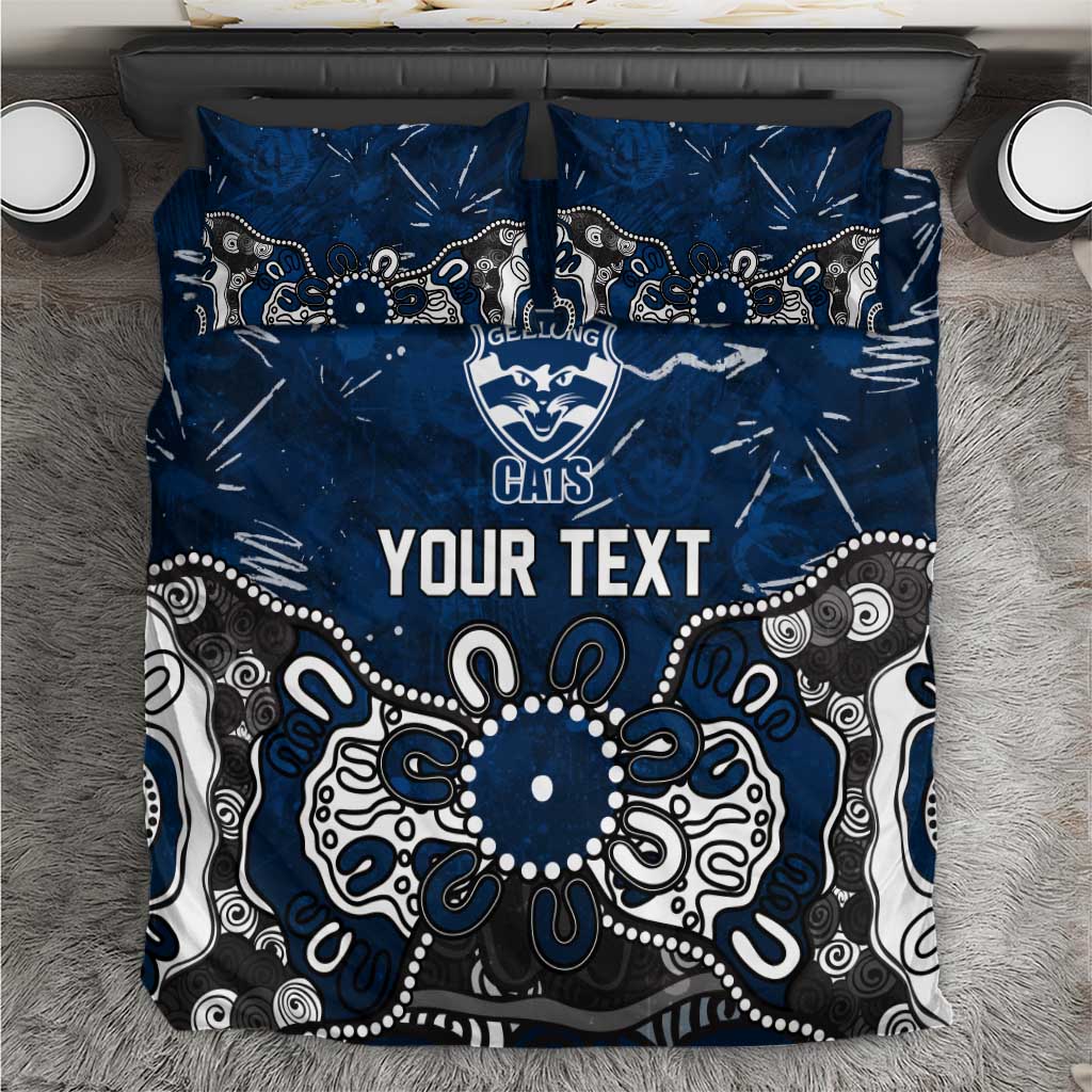 Personalized Geelong Cats Bedding Set Aboriginal Dot Painting Graffiti Style