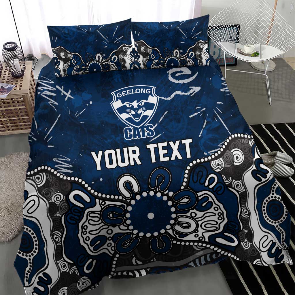 Personalized Geelong Cats Bedding Set Aboriginal Dot Painting Graffiti Style