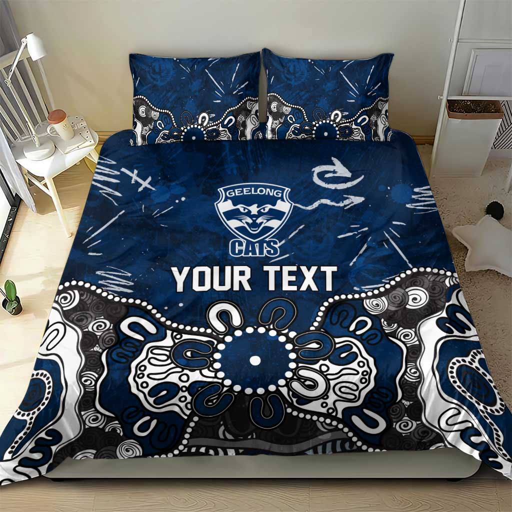 Personalized Geelong Cats Bedding Set Aboriginal Dot Painting Graffiti Style