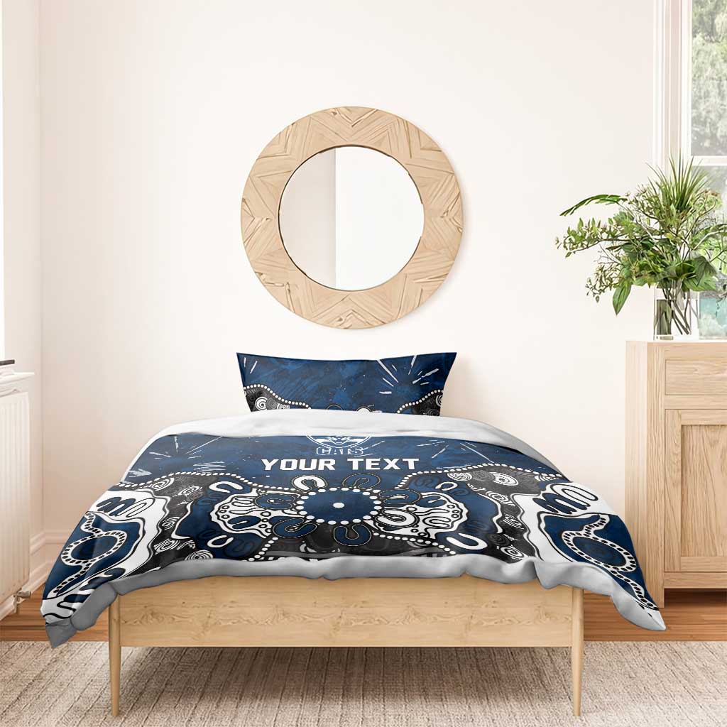 Personalized Geelong Cats Bedding Set Aboriginal Dot Painting Graffiti Style