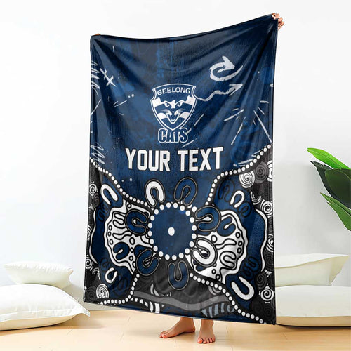 Personalized Geelong Cats Blanket Aboriginal Dot Painting Graffiti Style