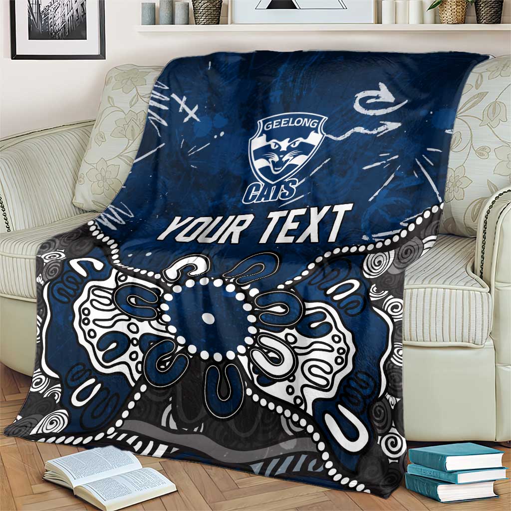 Personalized Geelong Cats Blanket Aboriginal Dot Painting Graffiti Style
