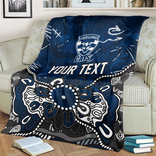 Personalized Geelong Cats Blanket Aboriginal Dot Painting Graffiti Style