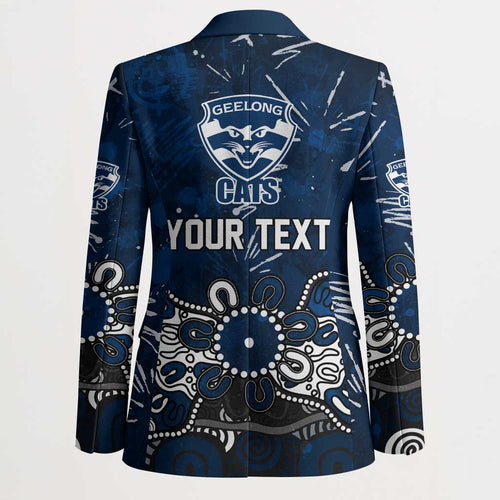 Personalized Geelong Cats Blazer Aboriginal Dot Painting Graffiti Style