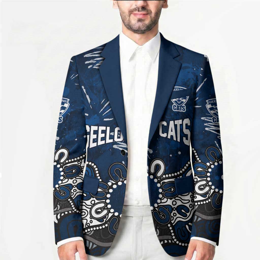 Personalized Geelong Cats Blazer Aboriginal Dot Painting Graffiti Style