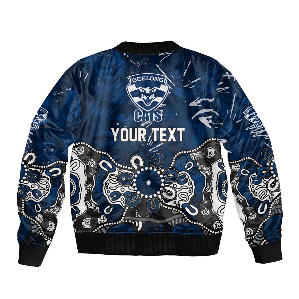 Personalized Geelong Cats Bomber Jacket Aboriginal Dot Painting Graffiti Style