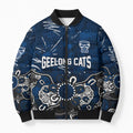 Personalized Geelong Cats Bomber Puffer Jacket Aboriginal Dot Painting Graffiti Style