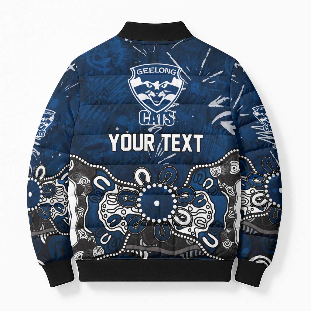Personalized Geelong Cats Bomber Puffer Jacket Aboriginal Dot Painting Graffiti Style