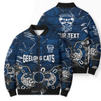 Personalized Geelong Cats Bomber Puffer Jacket Aboriginal Dot Painting Graffiti Style