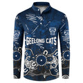 Personalized Geelong Cats Button Sweatshirt Aboriginal Dot Painting Graffiti Style