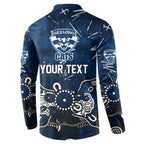 Personalized Geelong Cats Button Sweatshirt Aboriginal Dot Painting Graffiti Style