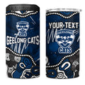 Personalized Geelong Cats 4 in 1 Can Cooler Tumbler Aboriginal Dot Painting Graffiti Style