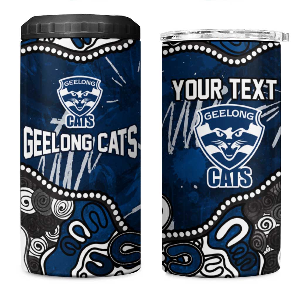 Personalized Geelong Cats 4 in 1 Can Cooler Tumbler Aboriginal Dot Painting Graffiti Style