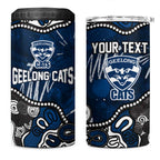 Personalized Geelong Cats 4 in 1 Can Cooler Tumbler Aboriginal Dot Painting Graffiti Style