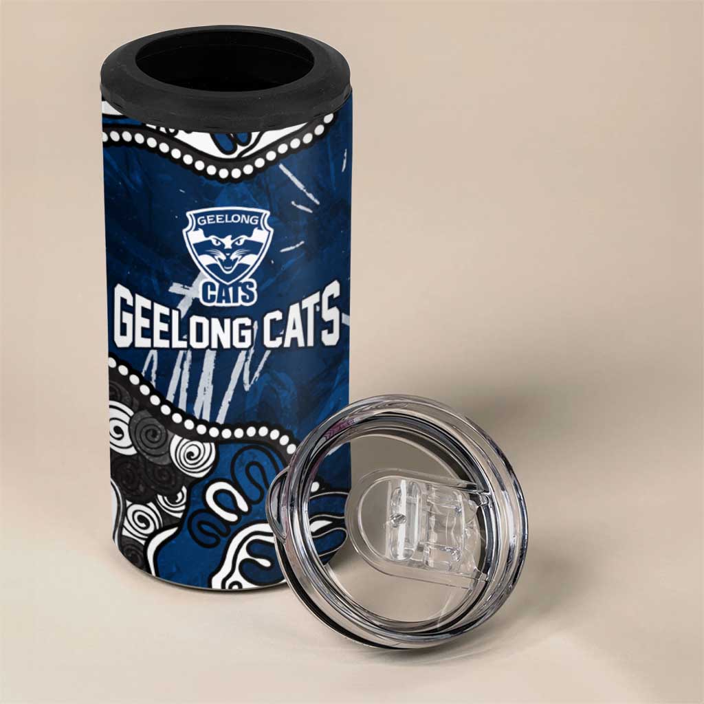 Personalized Geelong Cats 4 in 1 Can Cooler Tumbler Aboriginal Dot Painting Graffiti Style