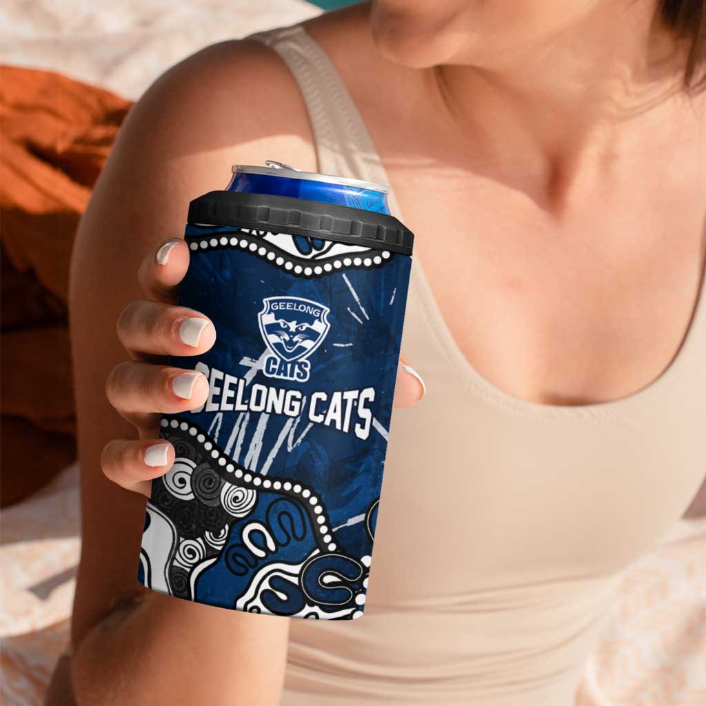 Personalized Geelong Cats 4 in 1 Can Cooler Tumbler Aboriginal Dot Painting Graffiti Style