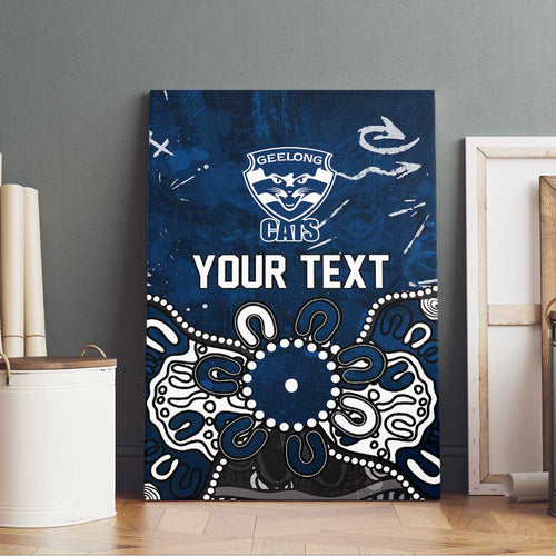 Personalized Geelong Cats Canvas Wall Art Aboriginal Dot Painting Graffiti Style