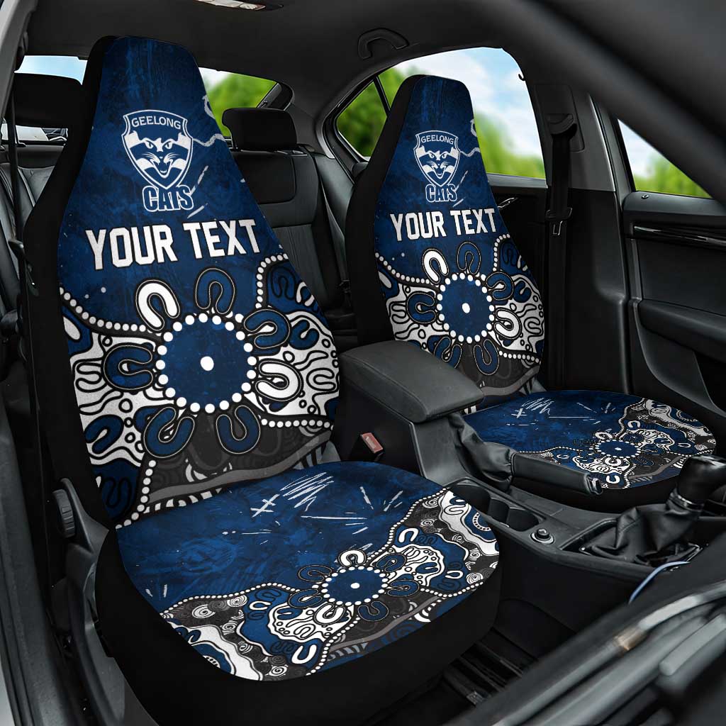 Personalized Geelong Cats Car Seat Cover Aboriginal Dot Painting Graffiti Style