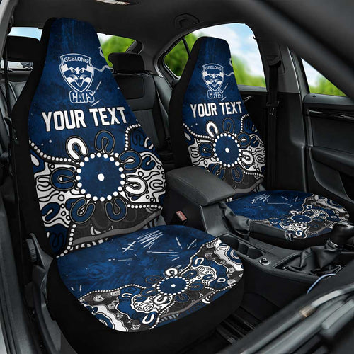 Personalized Geelong Cats Car Seat Cover Aboriginal Dot Painting Graffiti Style