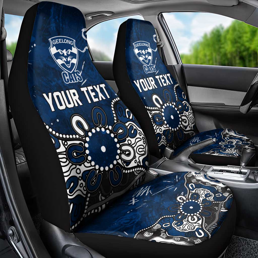 Personalized Geelong Cats Car Seat Cover Aboriginal Dot Painting Graffiti Style