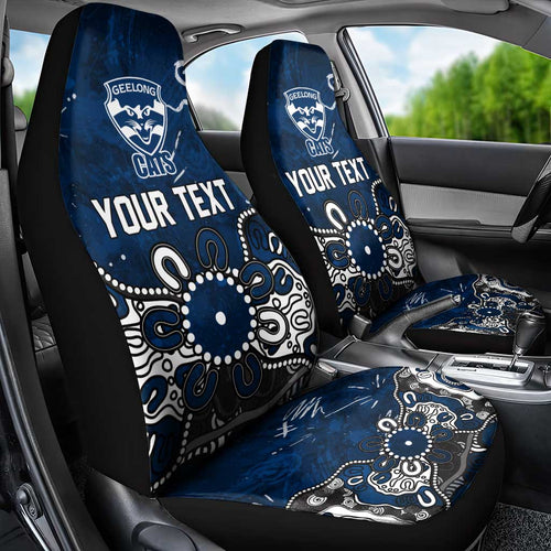Personalized Geelong Cats Car Seat Cover Aboriginal Dot Painting Graffiti Style