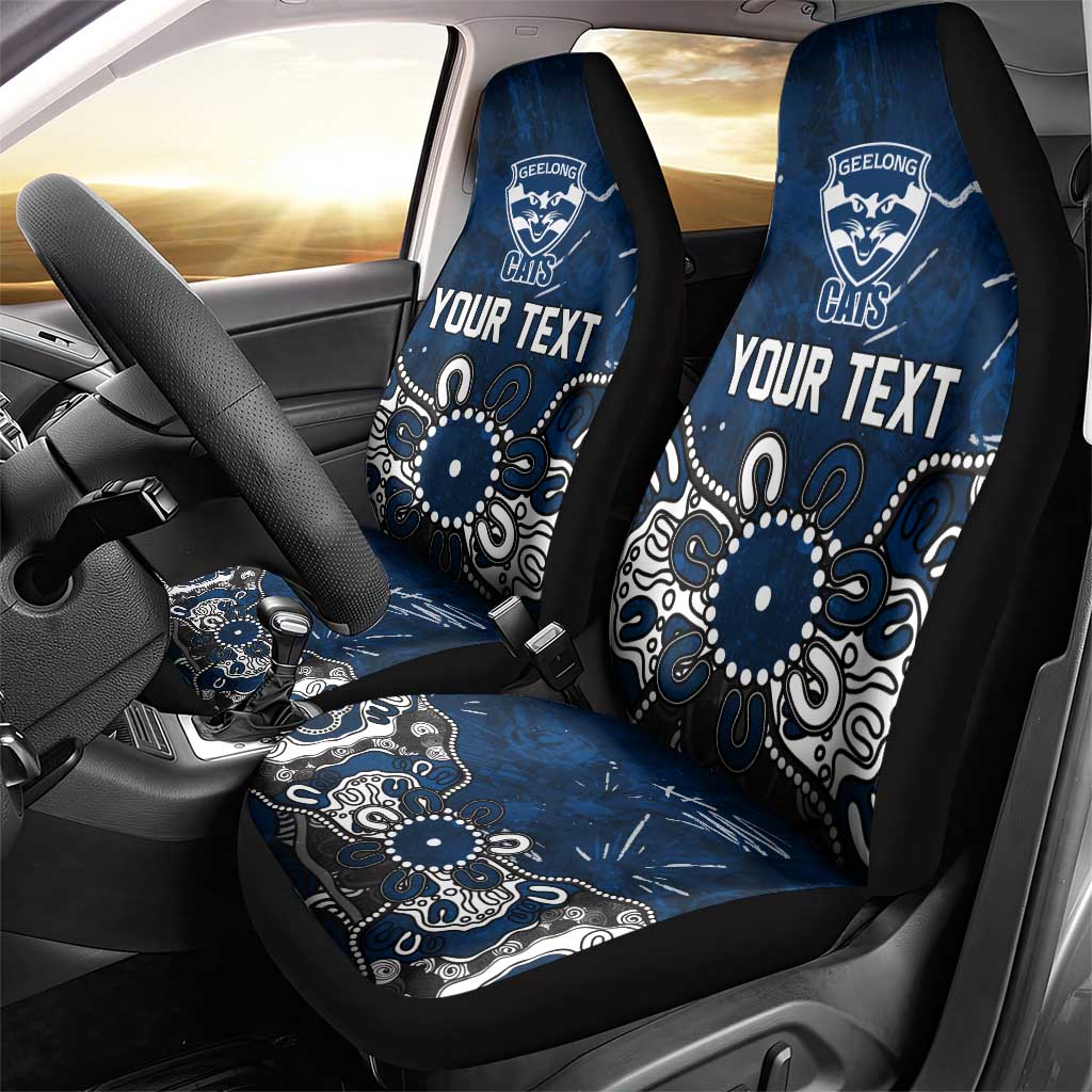 Personalized Geelong Cats Car Seat Cover Aboriginal Dot Painting Graffiti Style