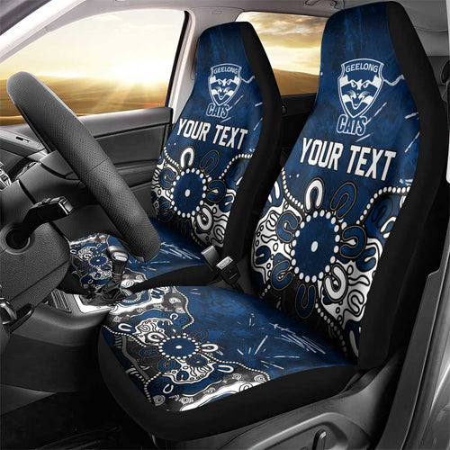 Personalized Geelong Cats Car Seat Cover Aboriginal Dot Painting Graffiti Style