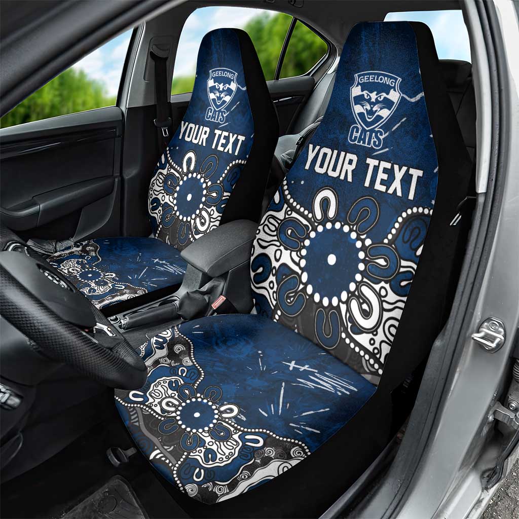 Personalized Geelong Cats Car Seat Cover Aboriginal Dot Painting Graffiti Style