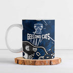 Personalized Geelong Cats Ceramic Mug Aboriginal Dot Painting Graffiti Style