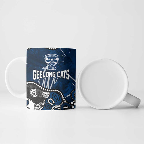 Personalized Geelong Cats Ceramic Mug Aboriginal Dot Painting Graffiti Style