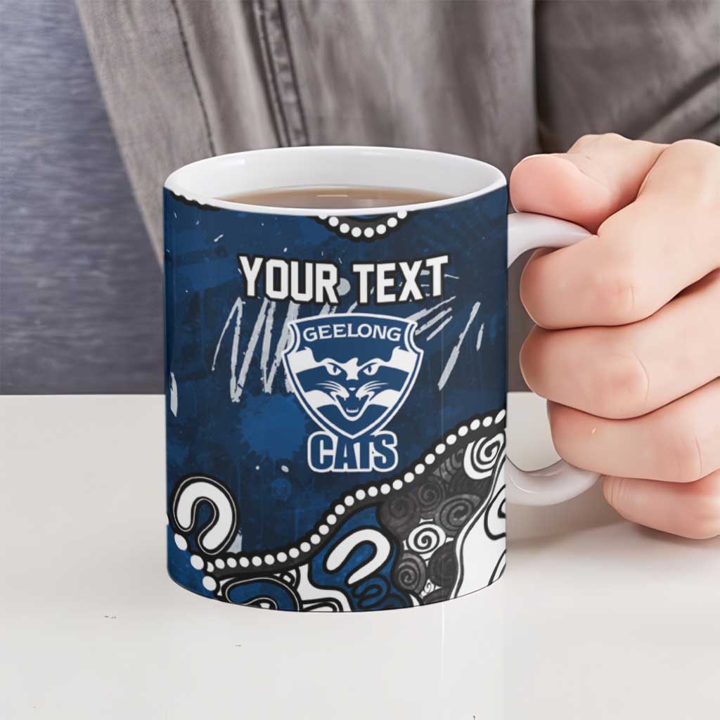 Personalized Geelong Cats Ceramic Mug Aboriginal Dot Painting Graffiti Style