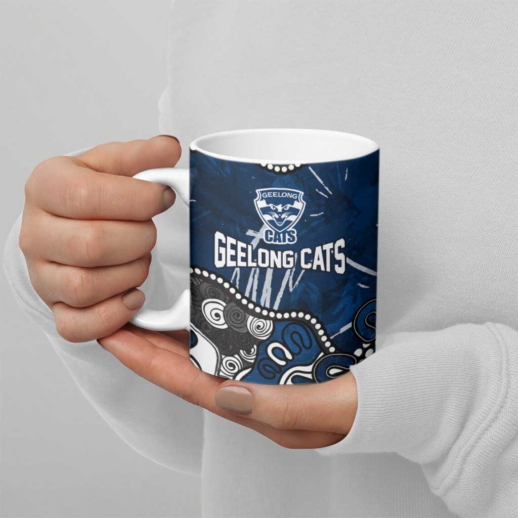 Personalized Geelong Cats Ceramic Mug Aboriginal Dot Painting Graffiti Style