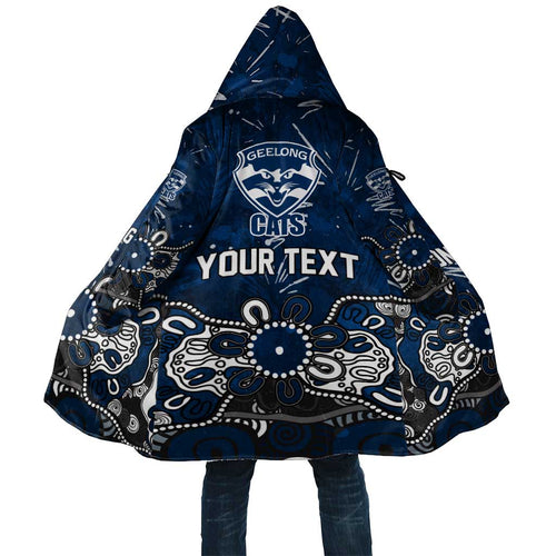 Personalized Geelong Cats Cloak Aboriginal Dot Painting Graffiti Style