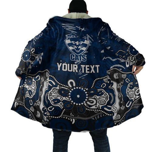 Personalized Geelong Cats Cloak Aboriginal Dot Painting Graffiti Style