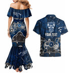 Personalized Geelong Cats Couples Matching Mermaid Dress and Hawaiian Shirt Aboriginal Dot Painting Graffiti Style