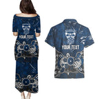 Personalized Geelong Cats Couples Matching Puletasi and Hawaiian Shirt Aboriginal Dot Painting Graffiti Style