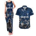 Personalized Geelong Cats Couples Matching Tank Maxi Dress and Hawaiian Shirt Aboriginal Dot Painting Graffiti Style