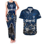 Personalized Geelong Cats Couples Matching Tank Maxi Dress and Hawaiian Shirt Aboriginal Dot Painting Graffiti Style