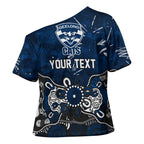 Personalized Geelong Cats Cross Shoulder Shirt Aboriginal Dot Painting Graffiti Style