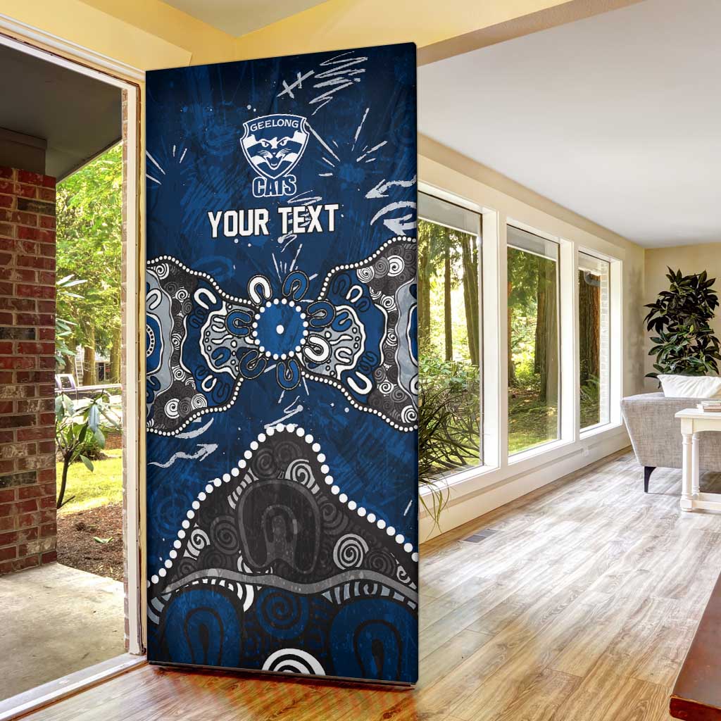 Personalized Geelong Cats Door Cover Aboriginal Dot Painting Graffiti Style