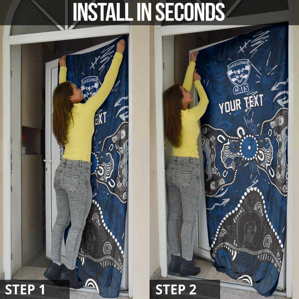 Personalized Geelong Cats Door Cover Aboriginal Dot Painting Graffiti Style